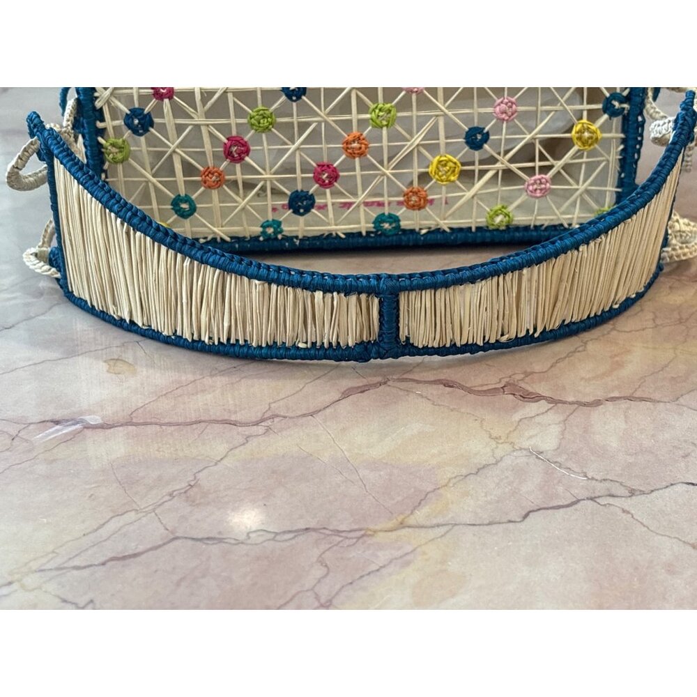 Mercedes Salazar Aurora Handbag in Blue One Size Womens Raffia Tote Bag Purse - Picture 10 of 14
